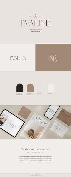 the logo and business card design for evaline, a luxury jewelry store in paris