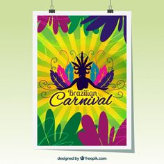 a colorful poster with the words brazilian carnival on it's front and bottom corner