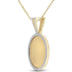 Celebrate the charm of timeless treasures with this 10K Yellow Gold Round Diamond Circle Picture Memory Pendant. Crafted with meticulous attention to detail, this pendant is more than just a piece of jewelry; it's a keepsake designed to hold your most precious memories close to your heart. The warm glow of 10K yellow gold forms a perfect circle, symbolizing eternity, while its sleek, polished surface offers a mirror-like finish, ideal for engraving or framing a small, treasured photo.Encircling Classic Medallion Necklaces With Charms, Oval Coin Pendant Jewelry For Anniversary, Elegant Oval Coin Pendant Jewelry For Anniversary, Diamond Medallion Necklace With Charms, Diamond Charm Medallion Necklaces, Diamond Charms Medallion Necklace, Heirloom Yellow Gold Locket Necklace With Charms, Memorial Pendant Jewelry With Charms, Heirloom Pendant Locket Necklace With Charms