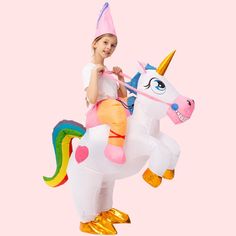 Imagine fulfilling your dream of owning a unicorn with our blow-up unicorn costume! Complete with a multicolored mane and pink hooves, these inflatable Halloween ensembles are guaranteed to steal the spotlight at any whimsical gathering. Slip into this enchanting costume and you'll be ready to prance your way into a magical Halloween adventure in no time. Just be mindful of your horn! There's an undeniable magic to your transformation, so don't hold back when selecting your Halloween attire for Adult Unicorn Costume, Pink Unicorn Costume, Inflatable Unicorn Costume, Unicorn Costumes, Diy Women’s Unicorn Costume, Inflatable Unicorn, Riding A Unicorn, Magical Halloween, Inflatable Costumes