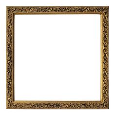 an ornate gold frame on a white background with clipping for text or image photo