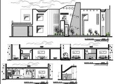 two drawings of the same building with different levels and sections to each level, including one floor