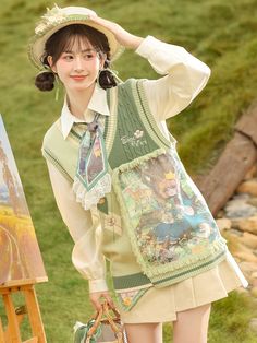 The price is for a vest only, others are not included.  Garment Size   	 		 			Size 			S 			M 			L 			XL 		 		 			Full Length 			62 			64 			66 			68 		 		 			Bust 			102 			105 			108 			111 		 		 			Hem Circumference 			94 			97 			100 			103 Casual Patchwork Sleeveless Sweater Vest, Green Sleeveless Patchwork Vest, Green Sleeveless Vest With Patchwork, Green Patchwork Vest For Spring, Spring Green Patchwork Vest, Asymmetrical Vest, Coat Set, Knitwear Sweater, Animals Pattern