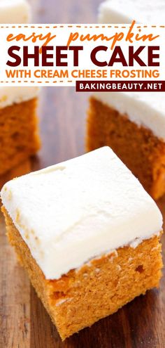 This easy pumpkin sheet cake with cream cheese frosting is a must-try Thanksgiving sweet treat! A melt-in-your-mouth homemade pumpkin cake topped with a sweet cream cheese frosting, it's the best sheet cake recipe ever! You'll love it! Impressive Thanksgiving Desserts, Dump And Bake, Easy Pumpkin Dessert, Pumpkin Sheet Cake, Cream Cheese Frosting Cake, Savory Pumpkin Recipes, Pumpkin Pie Mix, Pumpkin Cake Recipes, Cake With Cream Cheese Frosting