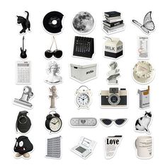 an assortment of various items displayed on a white background