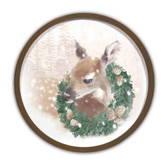 a painting of a deer in a wreath