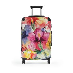 Summer Tropical Hibiscus - Premium Travel Luggage Medium Black Rectangular Luggage With Sleeve For Vacation, Airport Security Check, Watercolor Designs, Tropical Hibiscus, Travel Moments, Best Luggage, Summer Tropical, Heavy Bags, Latest Iphone