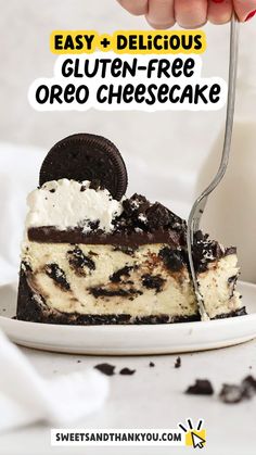 a slice of cheesecake with oreo cookies on top