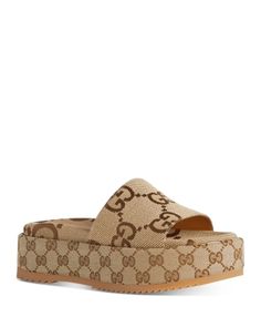 Gucci Women's Platform Slide Sandals Gucci Platform Sandals Outfit, Gucci Platform Sandals, Platform Sandals Outfit, Girly Aesthetics, Christmas Lists, Gucci Collection, Platform Slide Sandals, Gucci Platform, Gucci Sandals