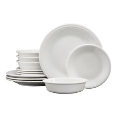 white dishes stacked on top of each other