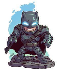 the batman is standing on top of a rock