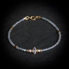 14K Solid Gold and Vermeil Herkimer Diamond Beaded Bracelet, Labradorite, Skinny Delicate Bracelet - Etsy Hand-strung Labradorite Gold Jewelry, Elegant Gold Labradorite Bracelets, Spiritual Gold Beaded Bracelets With Moonstone, Handmade Gold Moonstone Beaded Bracelets, Gold Beaded Labradorite Bracelets, Gold Beaded Labradorite Bracelet, Gold Labradorite Beaded Bracelet, Gold Beaded Bracelets With Gemstone Moonstone Beads, Elegant Gold Labradorite Beaded Bracelets