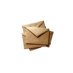 four brown envelopes are stacked on top of each other, with one folded in the middle