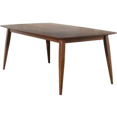 a wooden table with two legs and a square shape on the top, against a white background