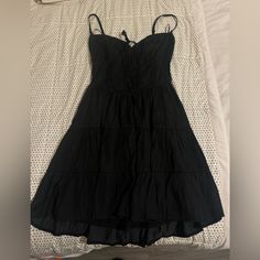 Brand New. Size: Small. Black Zipper In The Back. Black Midi Sundress For Day Out, Black Summer Sundress For Day Out, Chic Black Sundress For Day Out, Black Sundress For Day Out, Black Sundress For Date Night In Spring, Black Sleeveless Sundress For Date Night, Black Sundress For Spring Date Night, Black Knee-length Mini Dress For Vacation, Black Mini Sundress For Summer