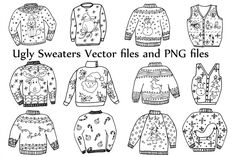 the ugly sweaters vector files and png files are available for all kinds of projects