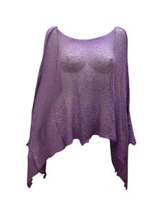 Material: Polyamide - Acrylic Free Size Fits up to 26 Bust: 52'' Approx Length: 22'' Approx Drop length: 29'' - Vintage - Delicate crochet knitwork - Pullover Shawl - Lightweight Mesh Poncho - Perfect for spring/summer Wide range of colours available - (Please note the actual colour may vary from the product image) (Style 102) Purple Knit Tops For Layering, One Size Knit Tops For Layering, One Size Knitted Tops With Batwing Sleeve, One Size Open Knit Tops, Beach Crew Neck Soft Knit Top, Beach Crew Neck Top In Soft Knit, Oversized Purple Tops For Layering, Open Knit Batwing Sleeve Tops, Oversized Knitted Top With Batwing Sleeves