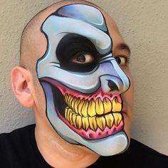 Monster Face Painting, Adult Face Painting, Skull Face Paint, Sugar Skull Makeup, Scary Makeup