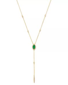 Bloomingdale's - Emerald & Diamond Lariat Necklace in 14k Yellow Gold, 16-18" - 100% Exclusive Emerald Lariat Necklace, Emerald Jewelry Necklace Simple, Minimal Gold Pendant, Green Lariat Jewelry For Formal Occasions, Formal Green Lariat Jewelry, 14k Gold Lariat Necklace Fine Jewelry, Elegant Green Lariat Necklace, Fine Jewelry Lariat Necklace, Yellow Gold Lariat Backdrop Necklace For Formal Occasions