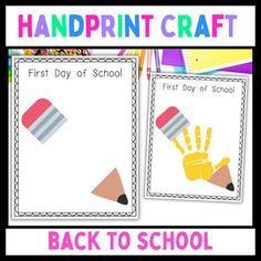 back to school handprint craft for first day of school with pictures of hands and pencils