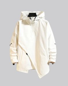 White Techwear Jacket White Techwear, Black Cargo Jacket, Techwear Jacket, White Bucket Hat, Cargo Jacket Mens, Techwear Outfits, Technical Clothing, Black Cargo, Cargo Jacket