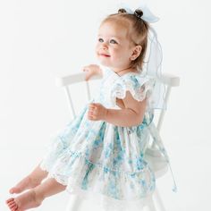 Forget Me Not Tiered Dress Spring Cotton Bedtime Dress, Cute Flowy Twirl Dress For Playtime, Cute Bedtime Dresses For Summer, Cute Twirl Dress For Playtime, Whimsical Dresses For Baptism In Spring, First Birthday Spring Dress With Short Sleeves, Whimsical Dresses For Spring Baptism, Spring Short Sleeve Dress For First Birthday, Short Sleeve Dress For First Birthday In Spring