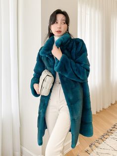 Female Warm Winter Real Mink Fur Long Outwear Jacket  -  GeraldBlack.com Green Long Sleeve Fur Coat For Winter, Blue Long Sleeve Fur Coat For Winter, Blue Long Sleeve Winter Fur Coat, Blue Stand Collar Outerwear For Fall, Blue Long Sleeve Fur Coat For Fall, Blue Long Coat For Winter, Blue Long Sleeve Winter Outerwear, Fitted Long Green Outerwear, Green Fur Coat For Fall