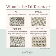 the different types of crochet stitchs and how they are used to make them