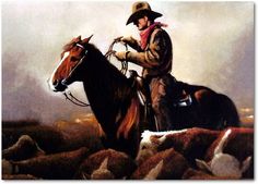 a painting of a man riding on the back of a horse