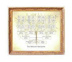 the wright family tree in gold frame