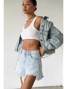 The comfiest denim shorts to wear with EVERYTHING this Spring/Summer are here! - Light Wash denim featuring distressing across the front and back - Fit true to size - Model is 6'1" wearing a size Large in first photos & Model is in a size small in last photos - Fabric: 60% Cotton 37% Polyester 3% Spandex * due to screens and filters colors may vary slightly to photos * Ripped Cotton Jean Shorts For Summer, Summer Cotton Ripped Jean Shorts, Summer Cotton Ripped Shorts, Ripped Light Wash Cotton Shorts, Light Wash Ripped Cotton Shorts, Ripped Medium Wash Cotton Shorts, Ripped Cutoff Denim Shorts, Ripped Denim Cutoff Shorts, Ripped Cutoff Medium Wash Shorts