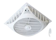 an air vent with two remote controls attached to the front and side of each fan