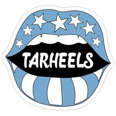 a sticker with the word tarhees on it's lips and stars