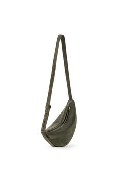 the sling bag in olive green leather