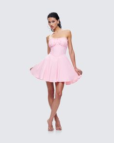 Add a sprinkle of delight into your day in this pink mini dress 💕 Made from cotton plain-weave fabric and complete with a fitted corset bodice and ruffles - this fit and flare style is perfect for the days you feel a little extra sweet 😊 Flirty Pink Corset Dress For Summer, Fitted Feminine Mini Corset Dress, Feminine Mini Dress With Boned Bodice, Coquette Style Summer Mini Dress With Boned Bodice, Pink Mini Dress With Lined Bodice, Summer Coquette Mini Dress With Boned Bodice, Flirty Mini Corset Dress With Fitted Bodice, Spring Cocktail Mini Dress With Overbust, Flirty Mini Dress With Boned Bodice