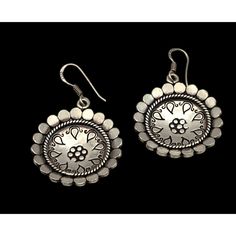 These vintage silver tone dangle earrings feature a beautiful flower mandala design, adding a touch of elegance to any outfit. * Sterling Silver 925 finish * Flower mandala design * Dangle style * Fish hook closure * Lightweight and comfortable Traditional Flower-shaped Earrings, Bohemian Jewelry With Intricate Flower Design, Traditional Flower Shaped Jewelry, Bohemian Flower Jewelry With Intricate Design, Bohemian Sterling Silver Flower Earrings, Bohemian Sterling Silver Dangle Flower Earrings, Bohemian Sterling Silver Danglers, Bohemian Sterling Silver Drop Danglers, Handmade Medallion Sterling Silver Earrings