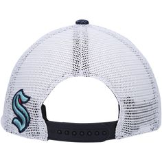 Add a dash of Seattle Kraken style to any outfit with this Encore MVP Trucker hat. This '47 cap features the team's name across the front and mesh panels for a classic trucker look. The snapback closure ensures a comfortable fit, perfect for cheering the Seattle Kraken as they hit the ice.Add a dash of Seattle Kraken style to any outfit with this Encore MVP Trucker hat. This '47 cap features the team's name across the front and mesh panels for a classic trucker look. The snapback closure ensures Collegiate Sports Trucker Hat With Curved Brim, Collegiate Trucker Hat With Curved Brim For Sports, Mesh Snapback Hat For Baseball Season Sports Events, Navy Trucker Hat With Curved Visor For Sports, Snapback Baseball Cap With Mesh Back For Sports Events, Navy Trucker Hat For Sports With Curved Brim, Sports Mesh Back Snapback Baseball Cap, Mesh Back Snapback Baseball Cap For Sports Events, Sporty Mesh Snapback Hat For Baseball Season