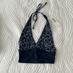 Nwt. Took Off Tag To Try It On Upon Delivery, But Will Ship In Original Bag. Runs Small And Why I’m Selling. Stretch Seamless Halter Top For Beach Season, Navy Beachwear Swimwear For Spring, Spring Triangle Top Tankini, Navy Halter Neck Swimwear For Summer, Fitted Halter Neck Top For Beach, Navy Beachwear For Spring, Adjustable Blue Halter Top For Beach Season, Spring Seamless Halter Top For Poolside, Spring Seamless Halter Top For Swimming