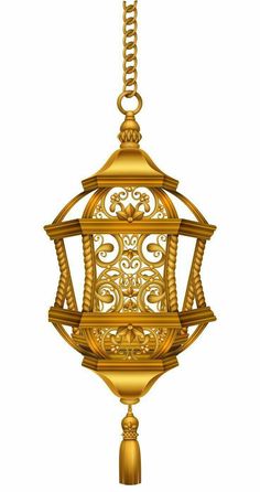 a golden lantern hanging from a chain on a white background stock photo, images and royaltying