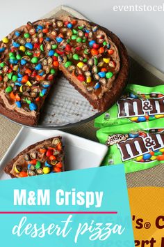 m & m crispy desert pizza with chocolate chips