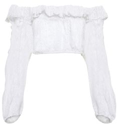 Dorabella off-shoulder cotton-blend crop top Spring Cotton Off-shoulder Top With Ruffles, White Smocked Bodice Crop Top, Off-shoulder Crop Top With Smocked Bodice, Feminine Lace Cropped Top, White Cropped Off-shoulder Top For Spring, Cropped Lace Tops With Ruffles, Lace Cropped Tops With Ruffles, Cropped Tops With Lace Collar For Summer, Summer Cropped Tops With Lace Collar