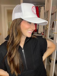 Cool, casual, and a pop of red! This adorable baseball hat is a stylish way to add a little color to your look. Add to your fave casual looks or to a dress for an on-trend look that you'll love! Otto brand snapback trucker hat. ALL SALES FINAL.