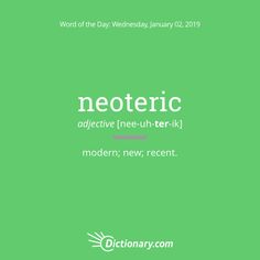 a green book cover with the words neoteric in white on it and an image of