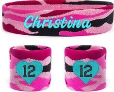 Athletic moisture fabric Camo Headband + 2 Wristbands all customized, perfect for your sports player, events or gifts. Perfect for Adults and Children over 8. LOGO = 2+ colors of embroidery image or logo as well as longer 2 line phrases NAME = One line of embroidery Headbands have a 5.5 x 1.5 inch embroidery window and can do one or two lines within reason. Wristbands have a 2 x 2 inch window and can do 1-3 lines within reason. Please be aware that longer names may need to be condensed to fit in Cotton Sweatband Headband For Sports Events, Adjustable Sports Wristband, Customizable Adjustable Wristband For Sports Events, Customizable Adjustable Wristband For Sports, Personalized Team Spirit Wristband For Sports, Personalized Team Spirit Wristband For Sports Events, Personalized Team Spirit Sports Wristband, Personalized Sporty Wristband For Sports Events, Adjustable Personalized Sports Wristband