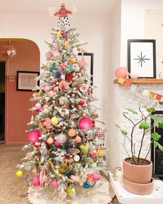 a decorated christmas tree in a living room