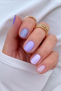 Summer Nails 2023 For Older Women, Nails With Just Nail Polish, Regular Nail Polish Ideas, Purple Ombre Nails, Nail Design Glitter, Violet Nails, Pastel Nails Designs, Cute Gel Nails