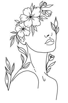 line art and illustration Cricut Canvas Art, Embroidery Face Outline, Embroidered Canvas Art, Face Line Drawing, Line Art Images, Outline Drawing, Pola Sulam, Line Art Design, Outline Art