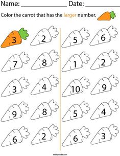 a printable worksheet for numbers 1 to 10 with carrots on it