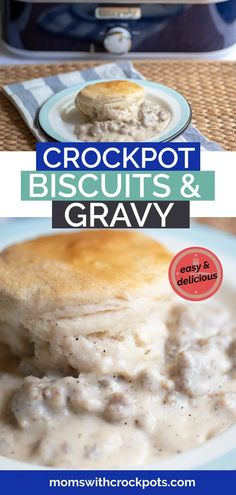 crockpot biscuits and gravy on a plate