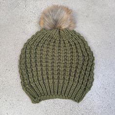 Aspen Textured Knit Beanie With Pom - Etsy Beanie With Pom Pom